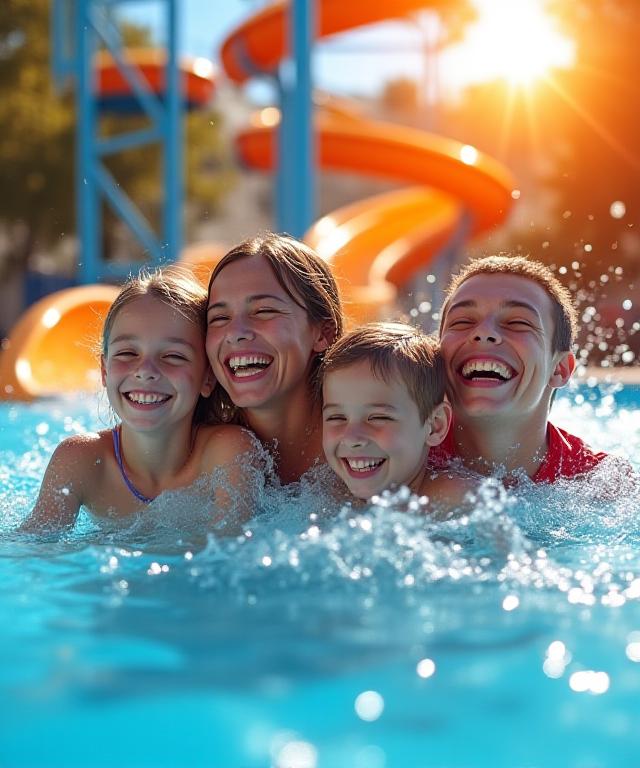 Rodzina ciesząca się czasem w parku wodnym AquaOtter